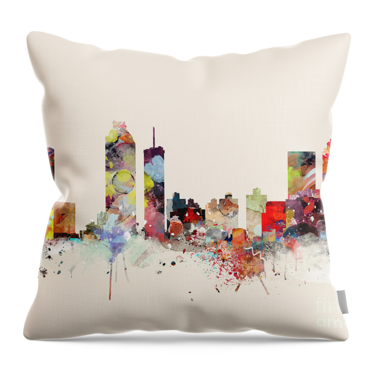 Atlanta Throw Pillow featuring the painting Atlanta Skyline by Bri Buckley