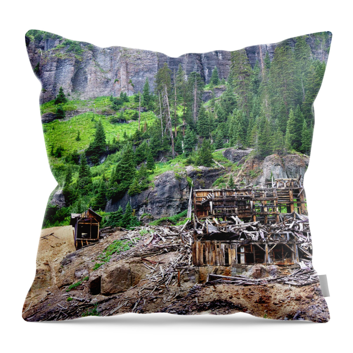 Colorado Throw Pillow featuring the photograph Atlas Stamp Mill Ruins by Lana Trussell