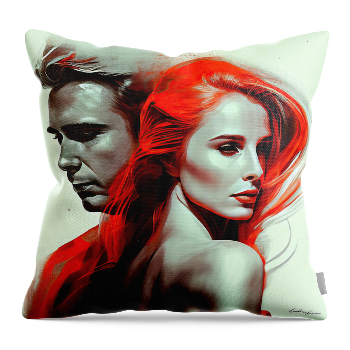 Man Throw Pillow featuring the painting Attractive Couple No. 2 by My Head Cinema