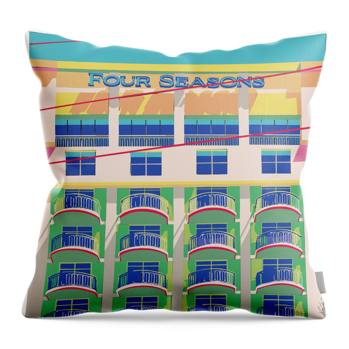 Square Art Throw Pillow featuring the digital art ATX Four Seasons by Brian Kirchner