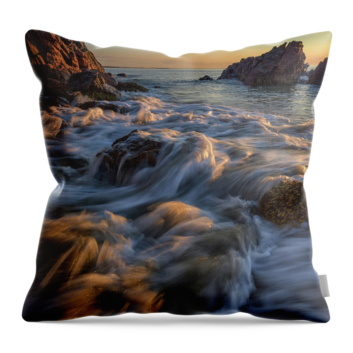 Marginal Way Throw Pillow featuring the photograph August Tides in Ogunquit by Kristen Wilkinson