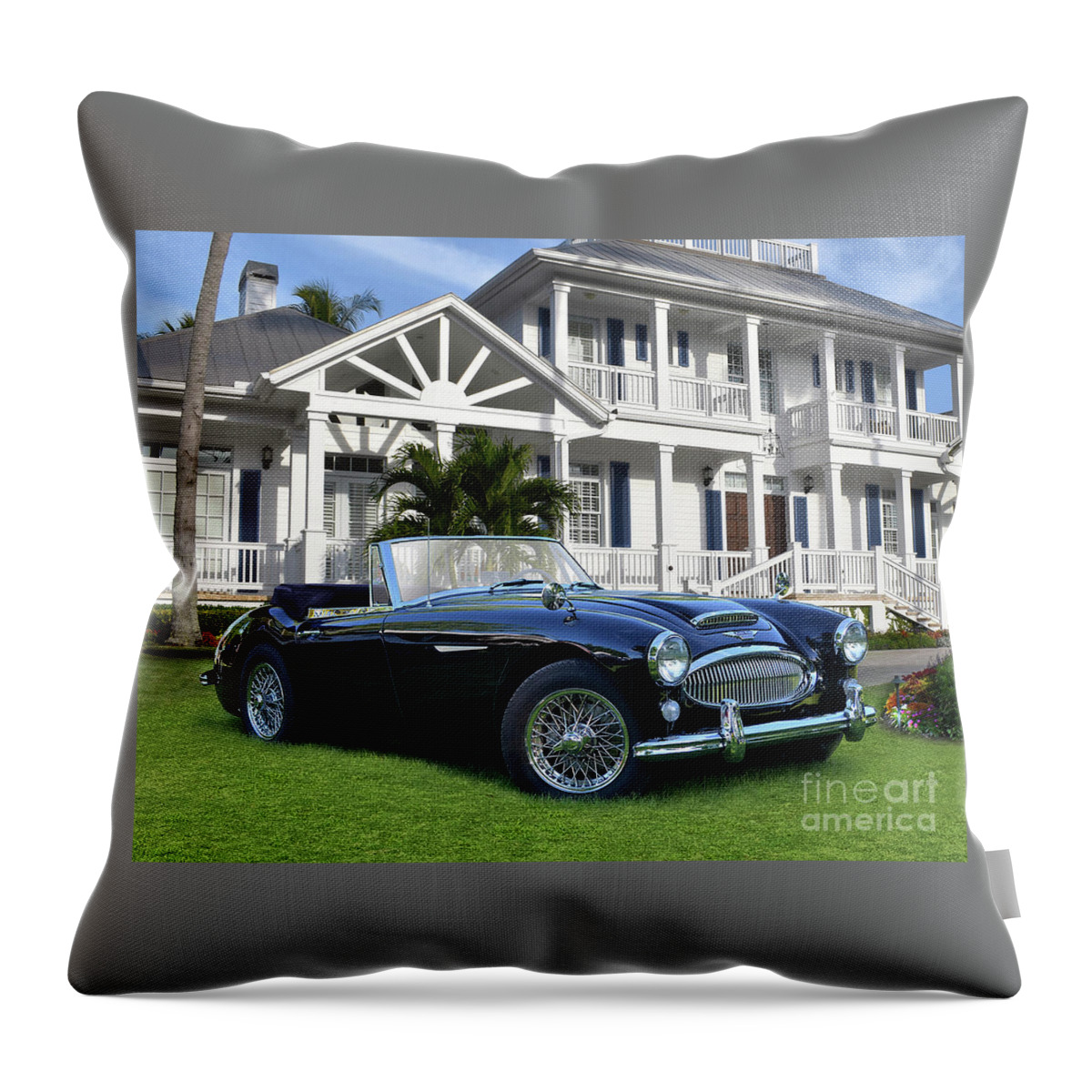 Austin-healey Throw Pillow featuring the photograph Austin Healey In Naples by Ron Long