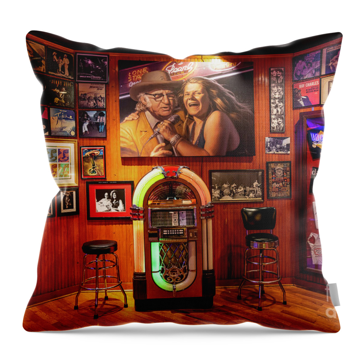 Austin Throw Pillow featuring the photograph Austin Threadgills Memories by Bee Creek Photography - Tod and Cynthia