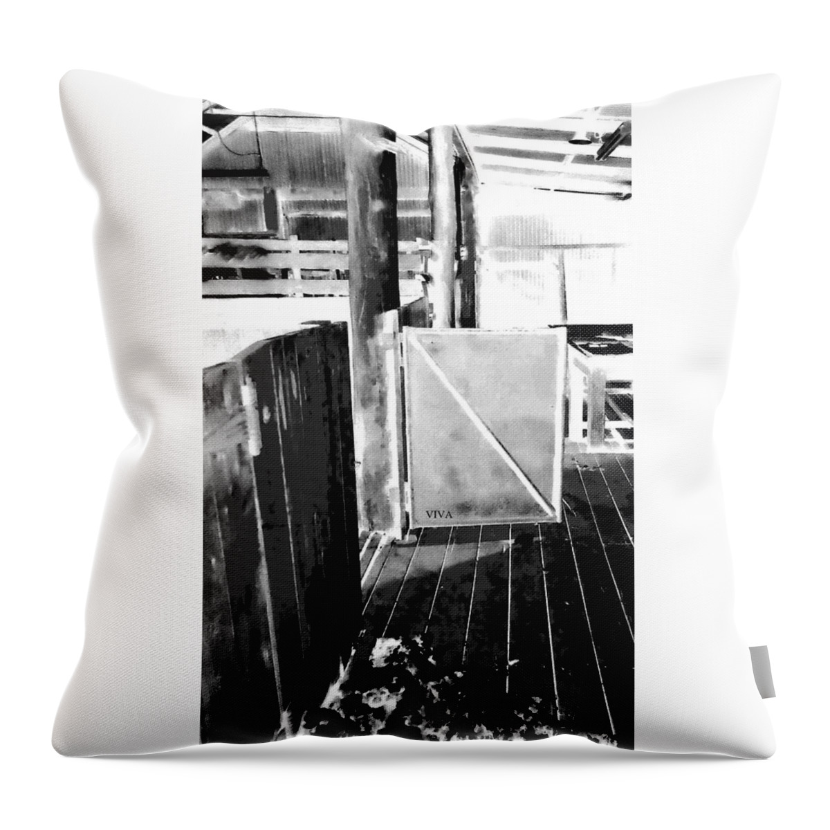 Grayscale Throw Pillow featuring the photograph Australian Shearing Shed by VIVA Anderson