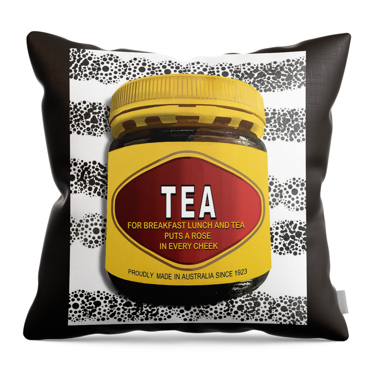 Australiana Throw Pillow featuring the drawing Australiana Pop Art Tea As Ingredient by Joan Stratton