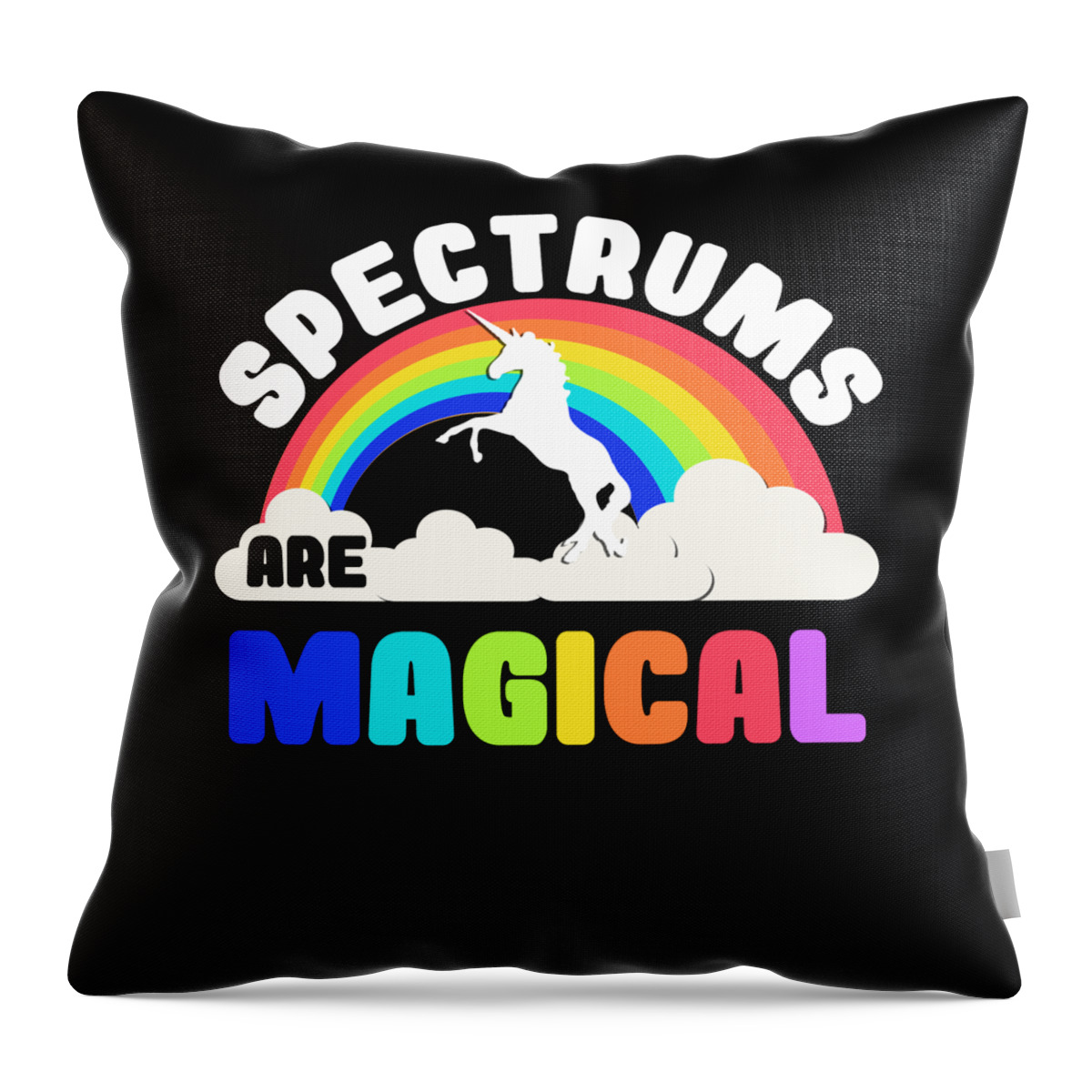 Unicorn Throw Pillow featuring the digital art Autism Awareness Spectrums Are Magical by Flippin Sweet Gear