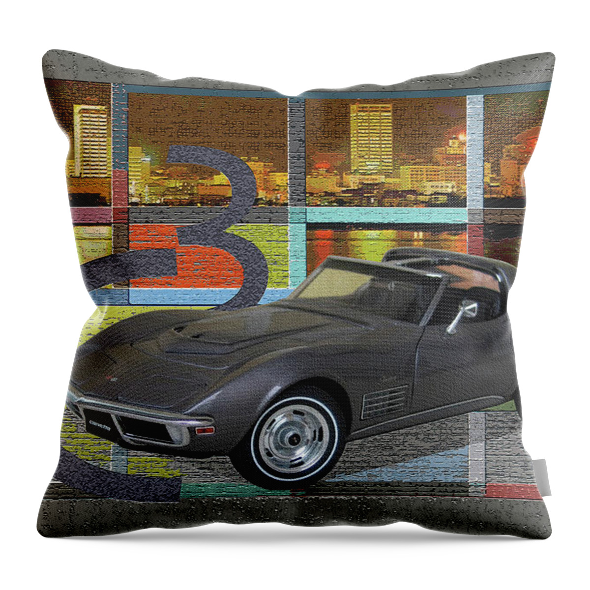 Autoart Vettes Throw Pillow featuring the digital art AUTOart Vettes / C3hree by David Squibb