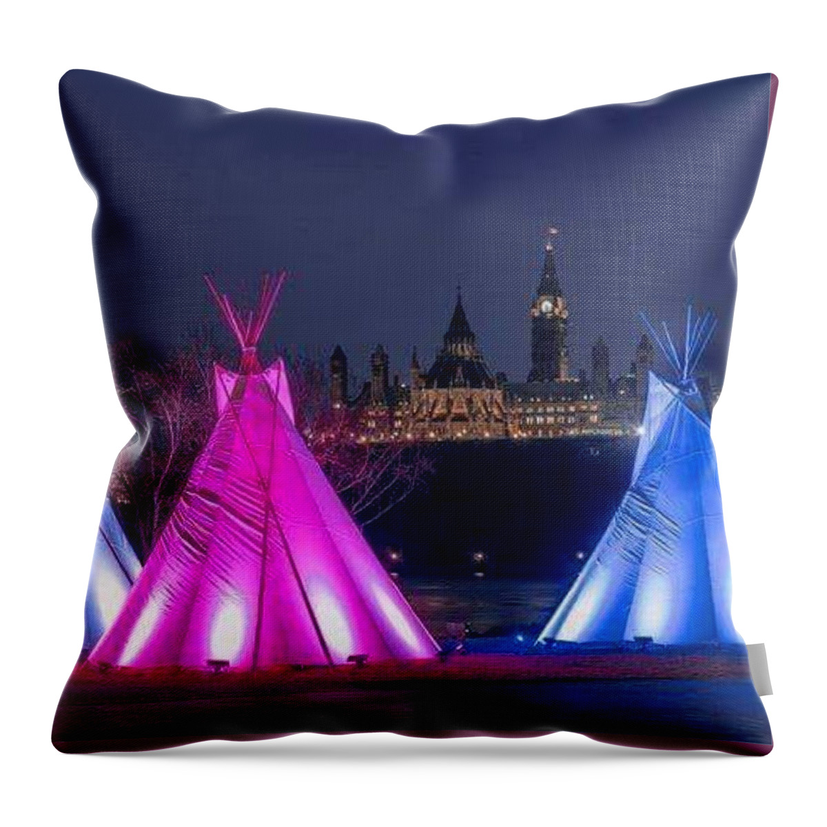 All Throw Pillow featuring the digital art Autochthone by Inuit People in Ottawa Canada KN9 by Art Inspirity
