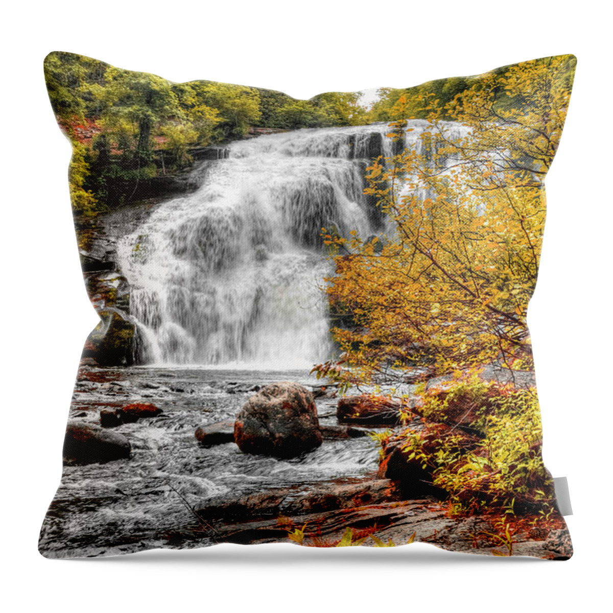 Waterfalls Throw Pillow featuring the photograph Autumn At Bald River Falls by Randall Dill