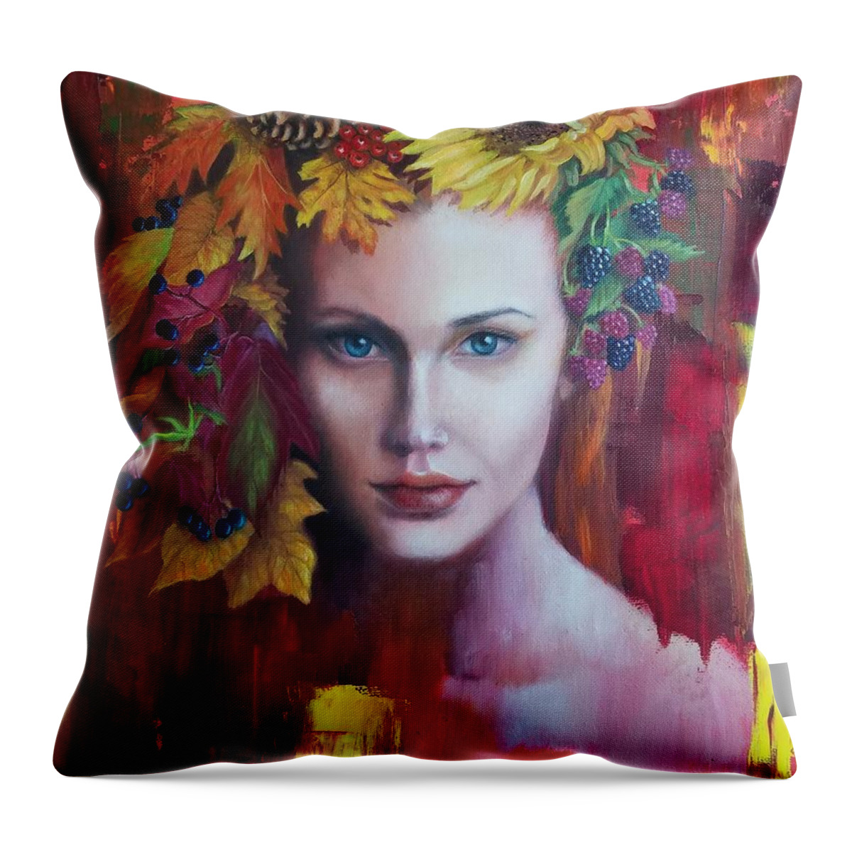 Autumn Throw Pillow featuring the painting Autumn by Caroline Philp