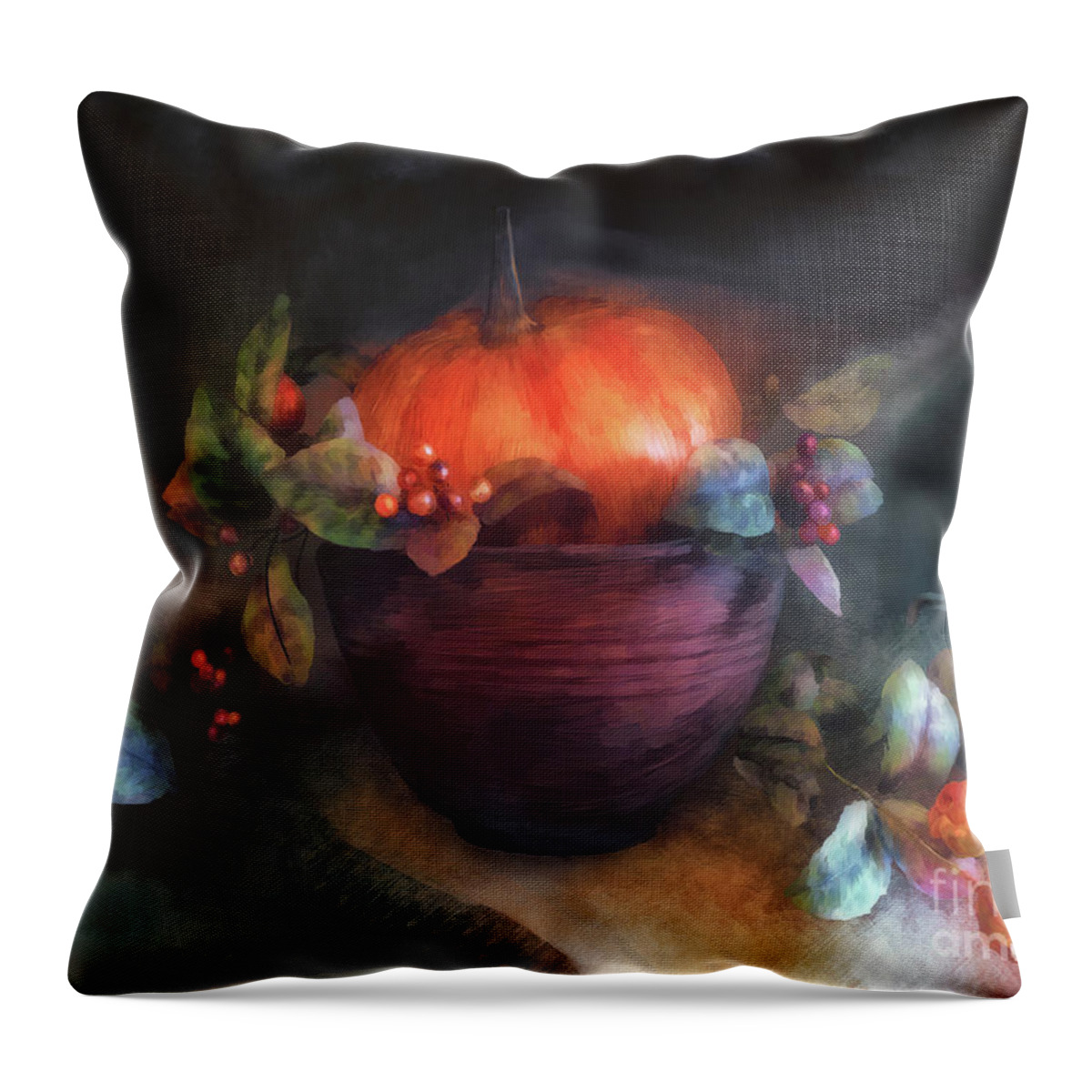 Autumn Throw Pillow featuring the digital art Autumn Centerpiece by Lois Bryan