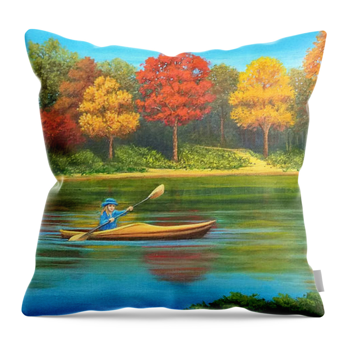Autumn Throw Pillow featuring the painting Autumn Crossing by Sarah Irland