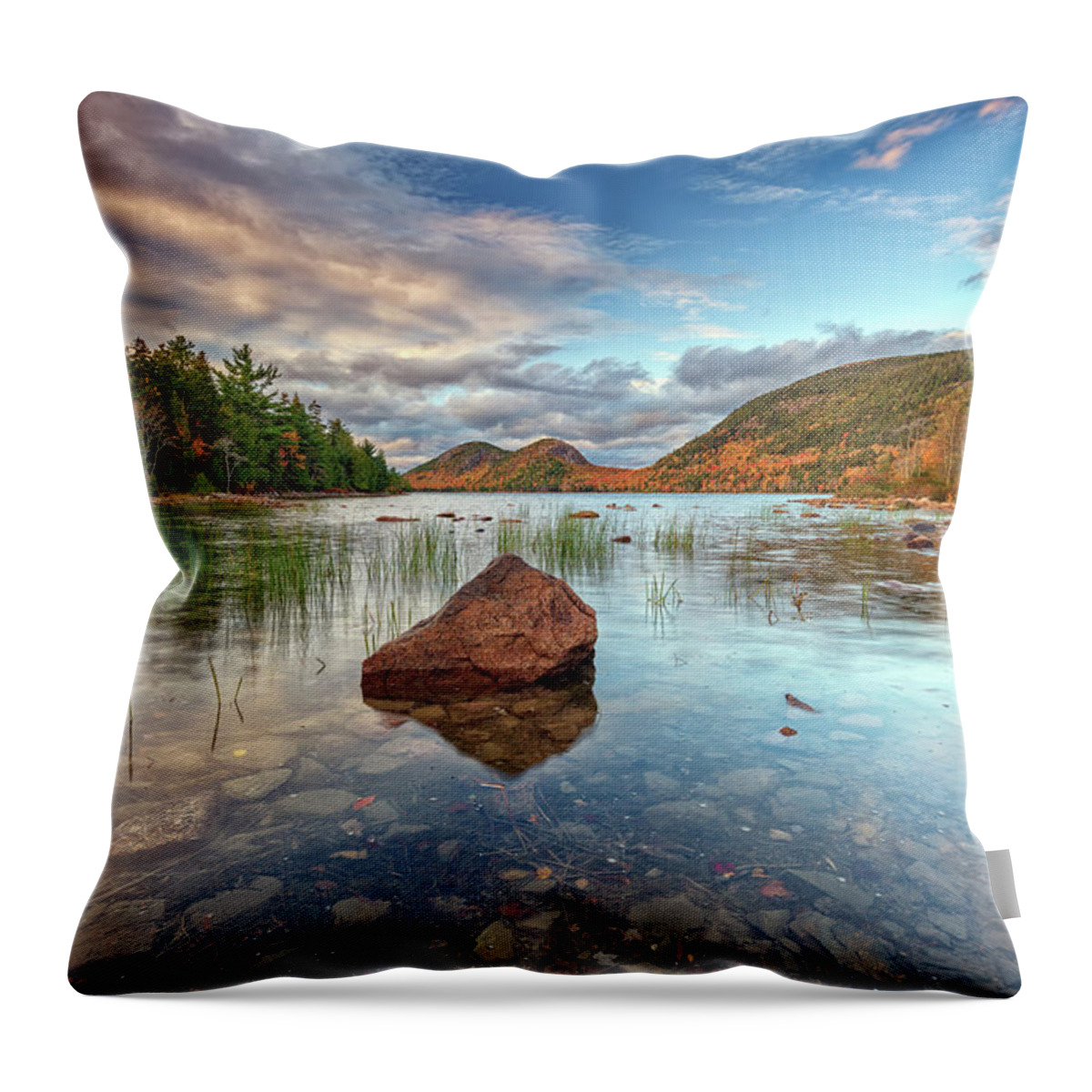 Jordan Throw Pillow featuring the photograph Autumn Dusk at Jordan Pond by Rick Berk