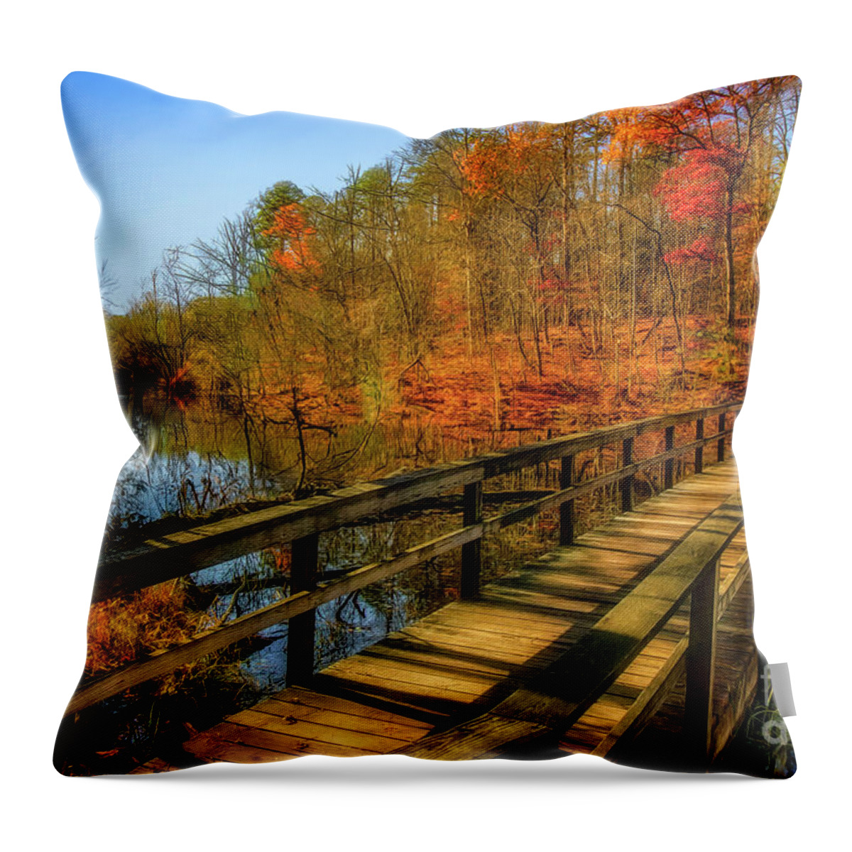 Autumn Throw Pillow featuring the photograph Autumn Glory at Bays Mountain by Shelia Hunt