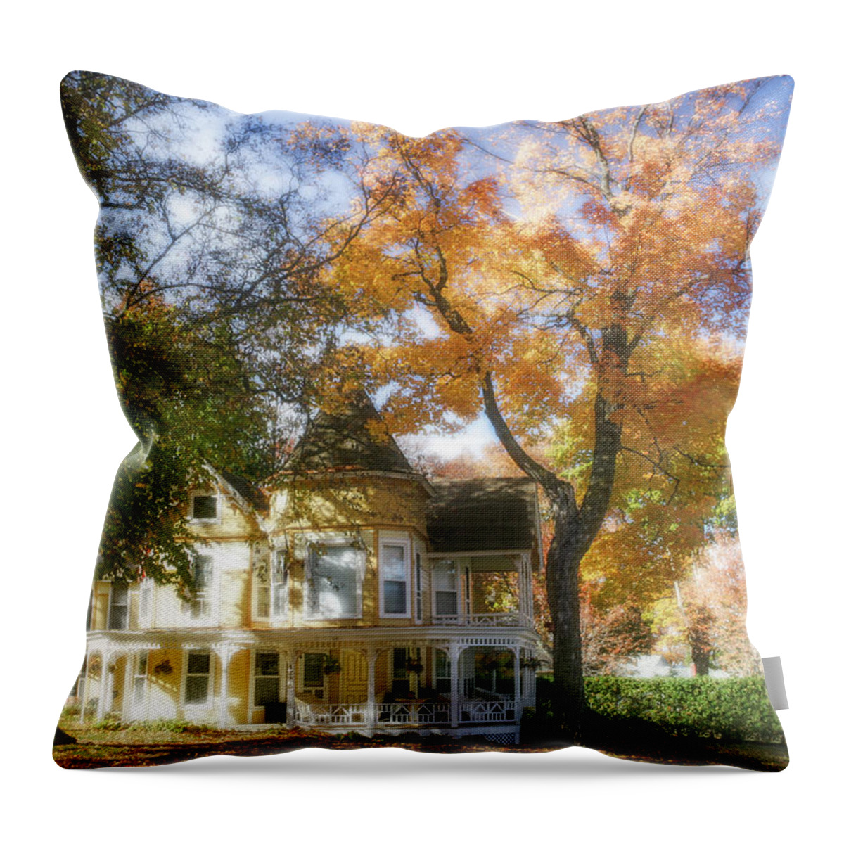 Bay View Throw Pillow featuring the photograph Autumn in Bay View With Radiance by Robert Carter