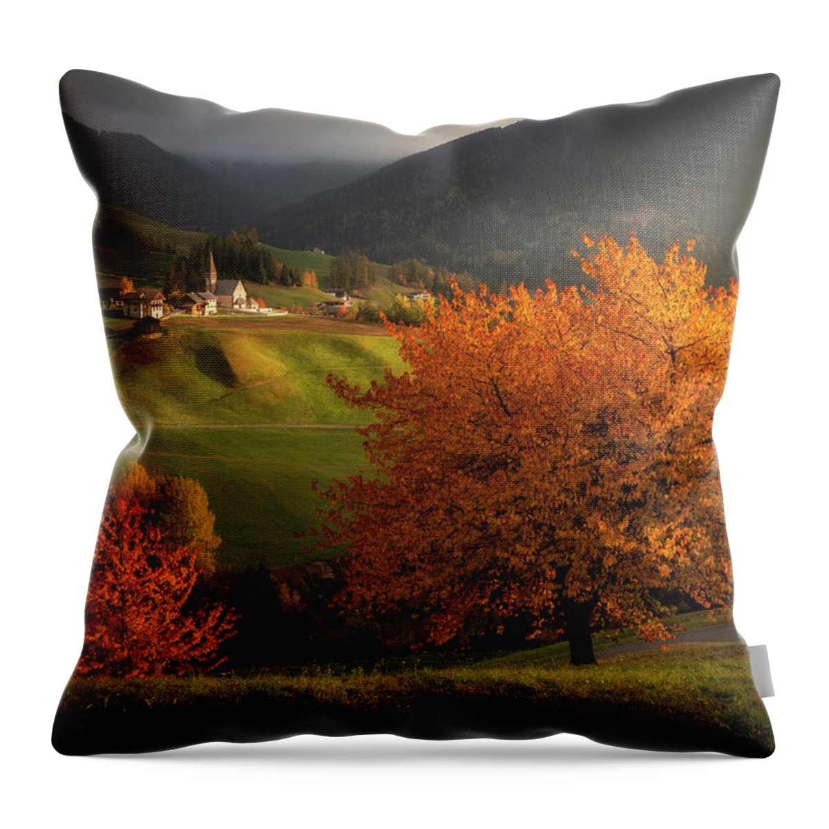 The Alps Throw Pillow featuring the photograph Autumn in the Alps by Piotr Skrzypiec