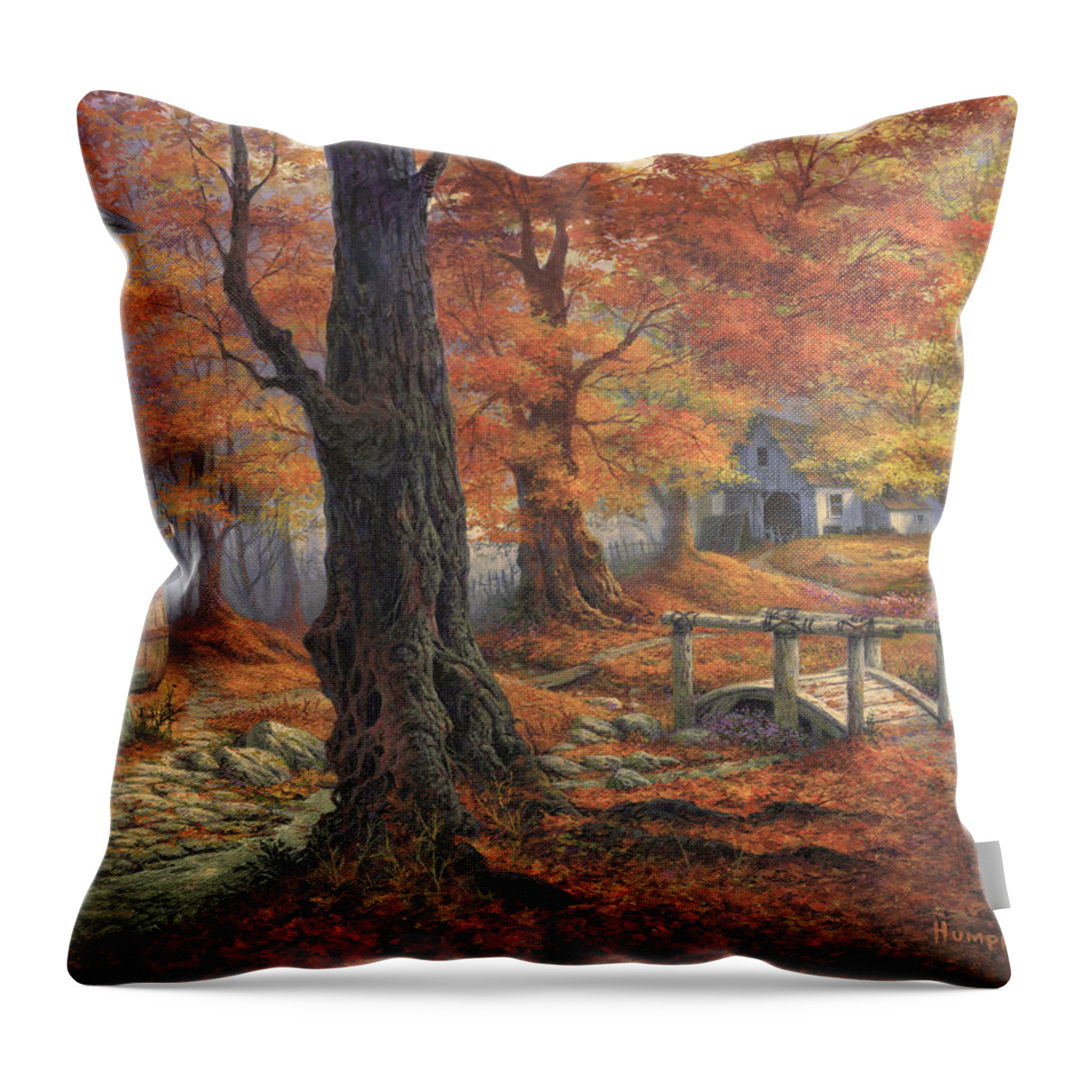 Michael Humphries Throw Pillow featuring the painting Autumn Lace by Michael Humphries