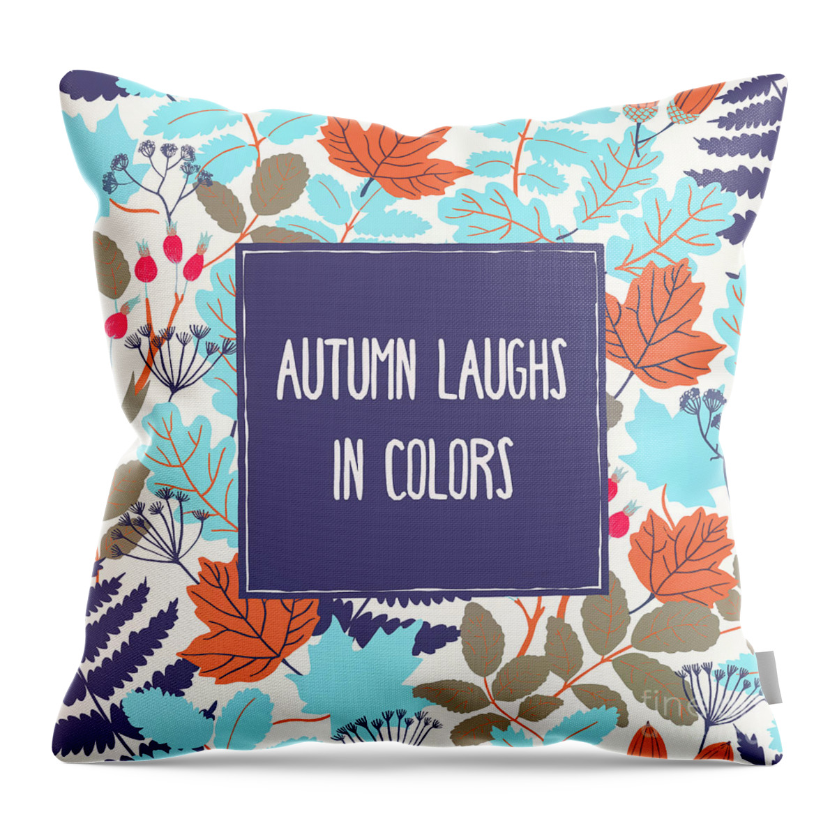 Autumn Throw Pillow featuring the mixed media Autumn Laughs in Colors by Tina LeCour