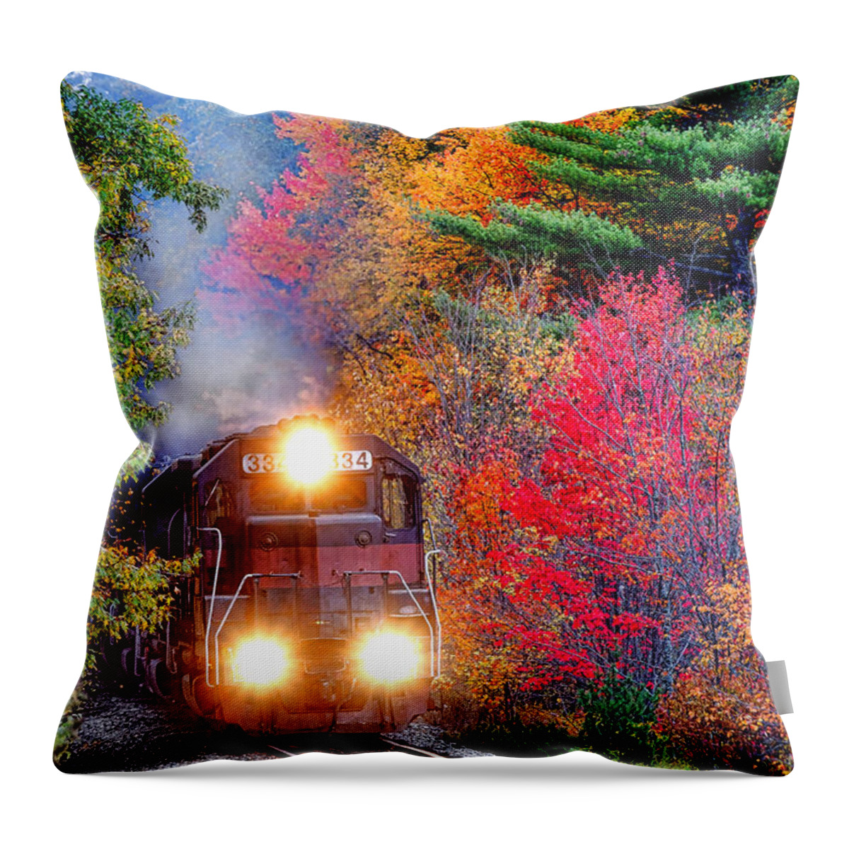Diesel Throw Pillow featuring the photograph Autumn Locomotive by Olivier Le Queinec