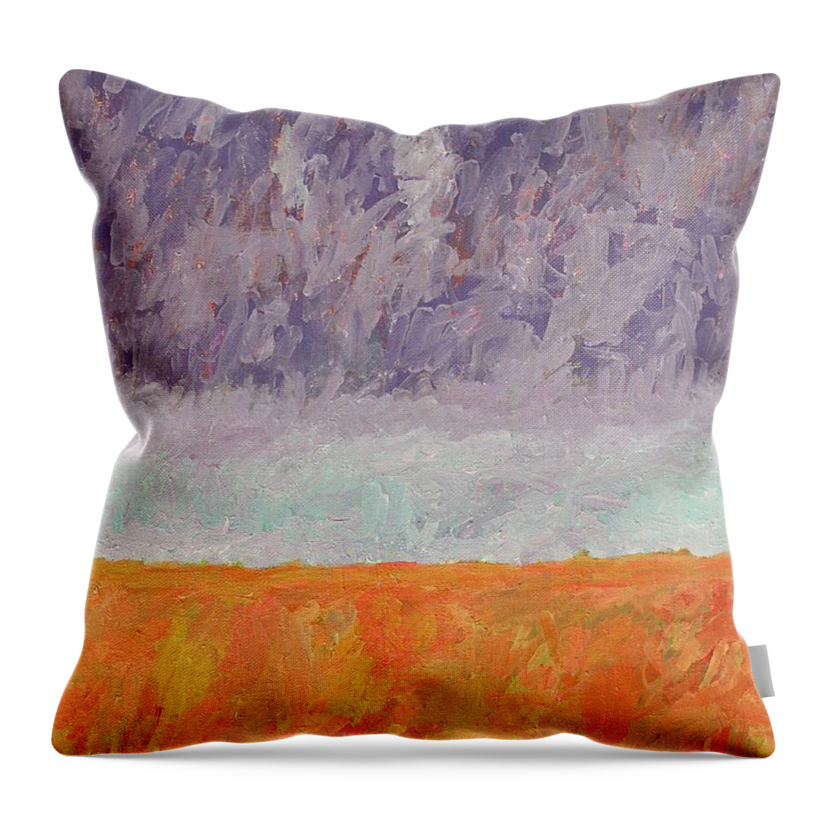 Marsh Throw Pillow featuring the painting Autumn Marsh original painting by Sol Luckman