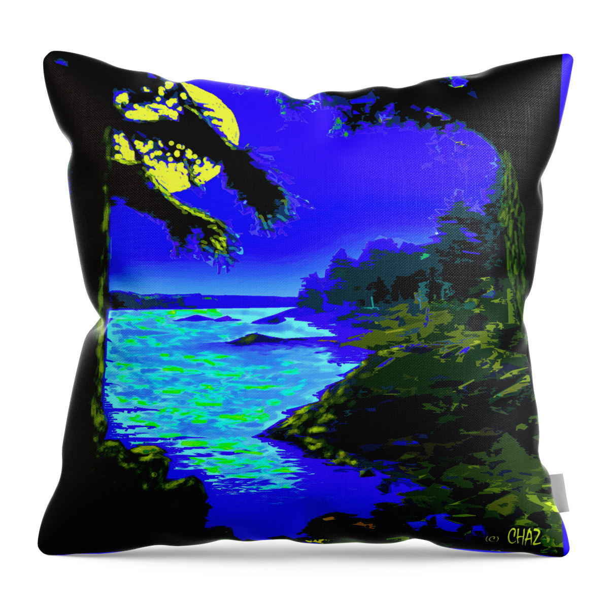 Moon Throw Pillow featuring the painting Autumn Moonrise by CHAZ Daugherty