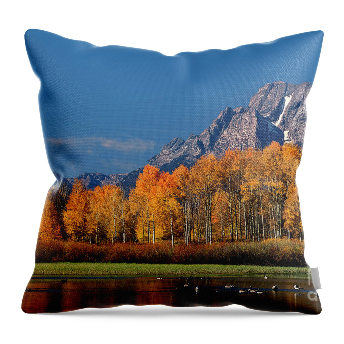 Dave Welling Throw Pillow featuring the photograph Autumn Oxbow Bend Grand Tetons National Park Wyoming by Dave Welling