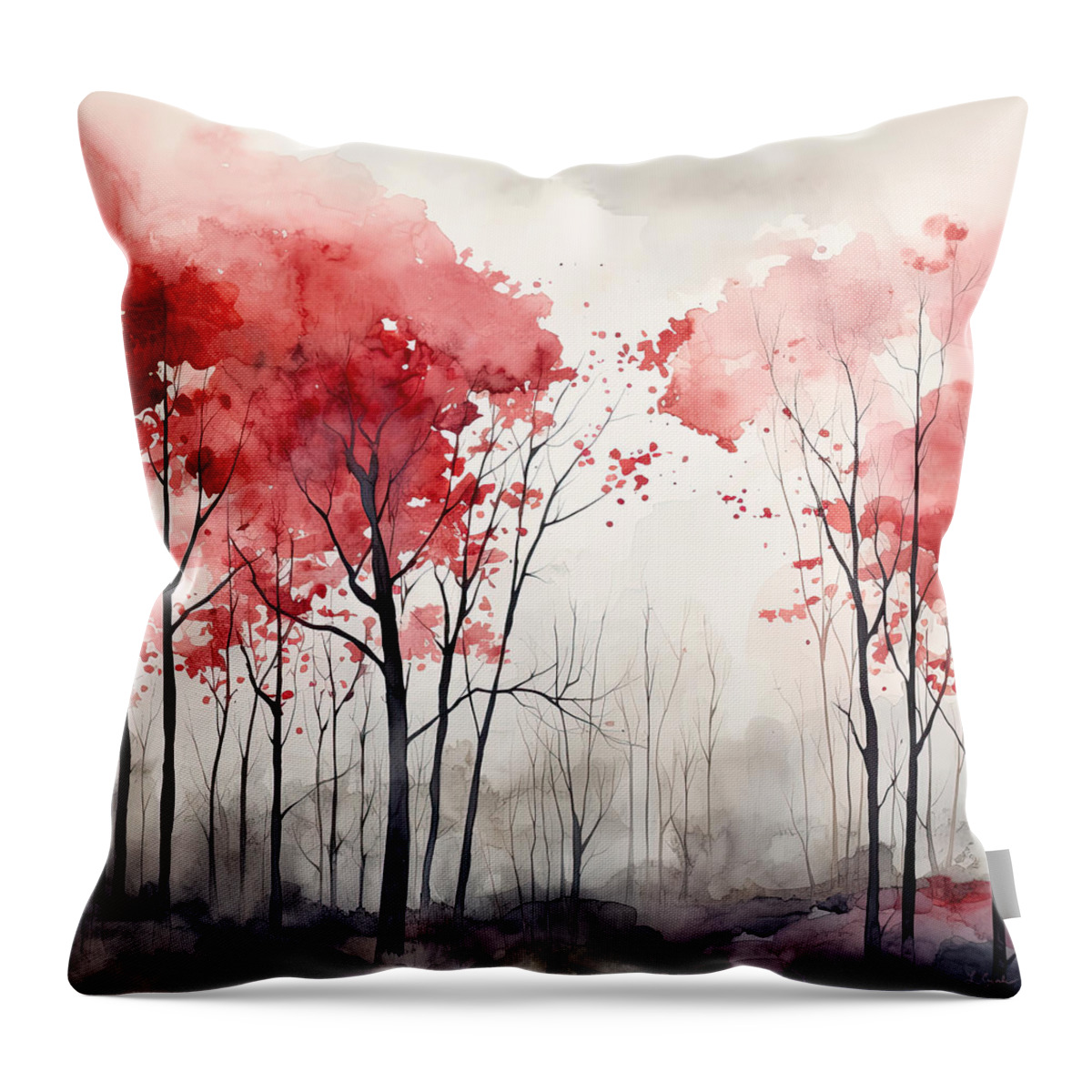 Red And Gray Throw Pillow featuring the photograph Autumn Paradise - Autumn Minimalist Art by Lourry Legarde