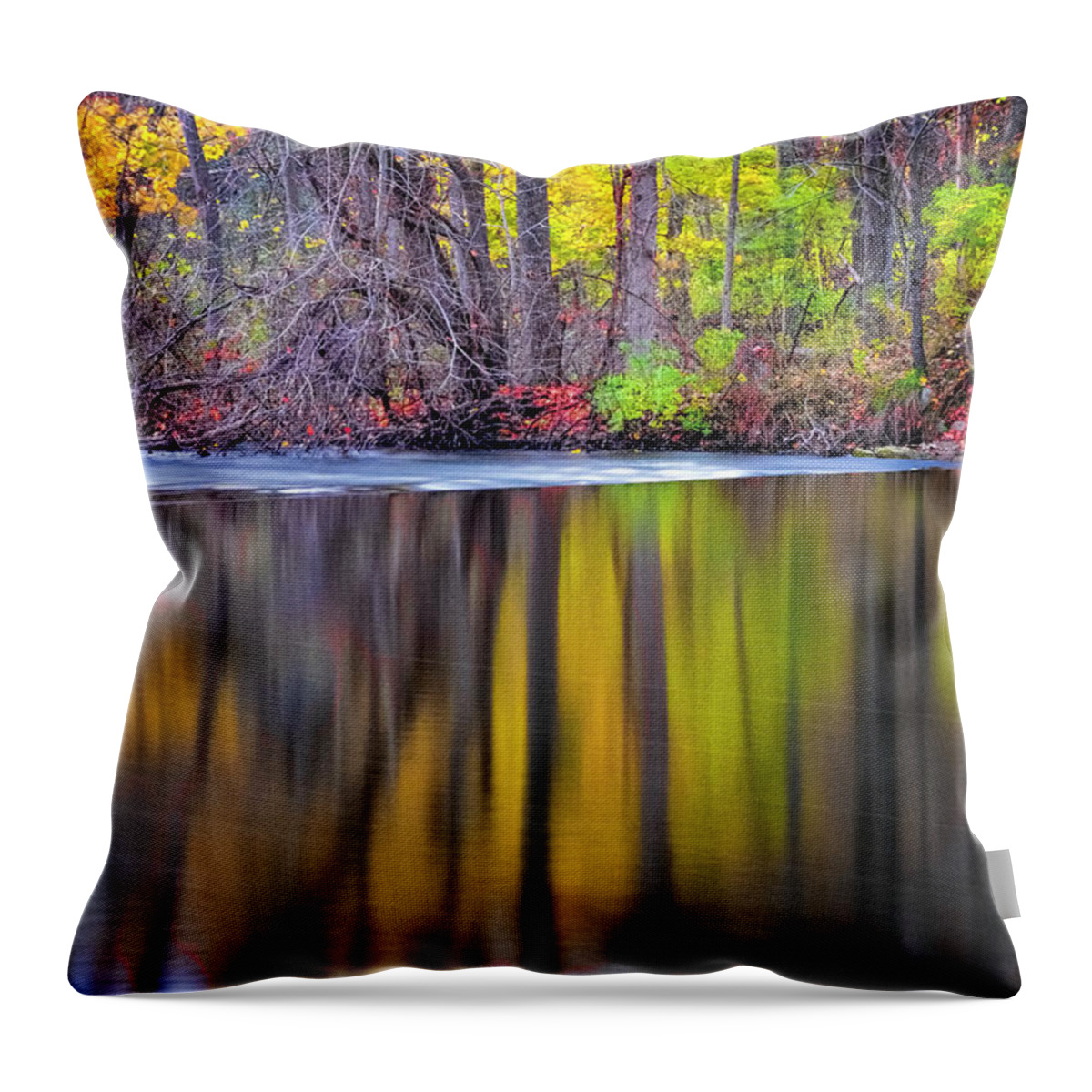 Lake Reflection Throw Pillow featuring the photograph Autumn Reflection III by Tom Singleton