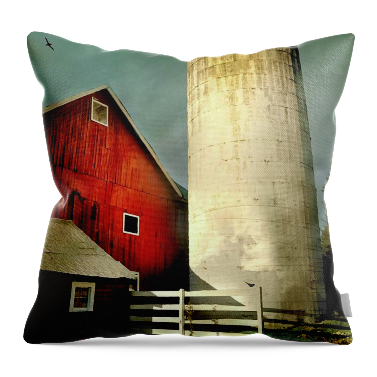 Autumn Landscape Throw Pillow featuring the photograph Autumn Silo by Diana Angstadt