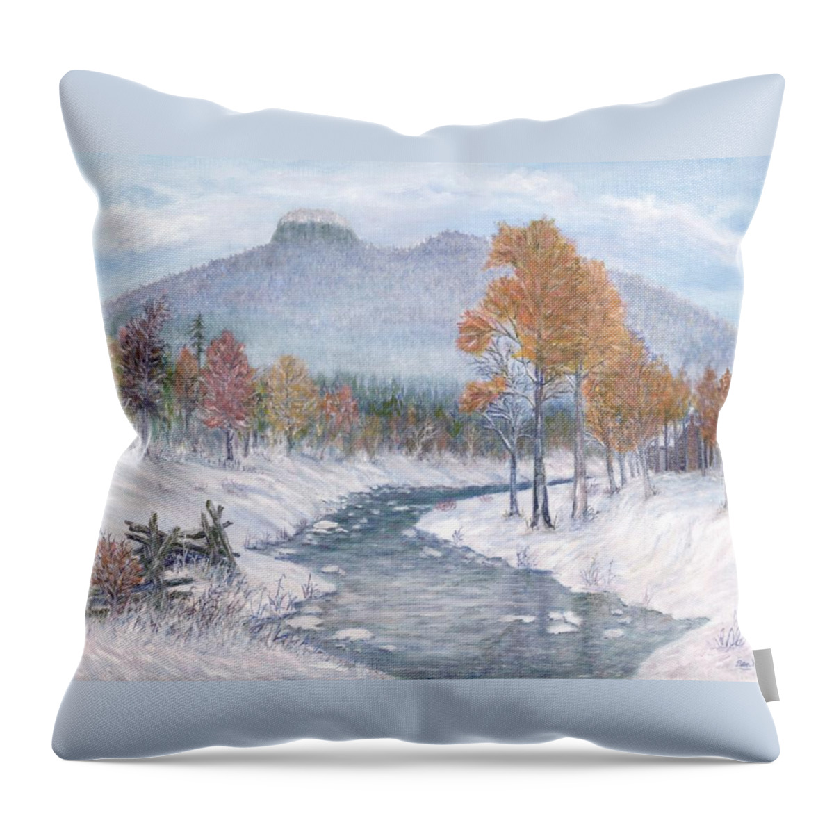 Snow Throw Pillow featuring the painting Autumn Snow by Ben Kiger