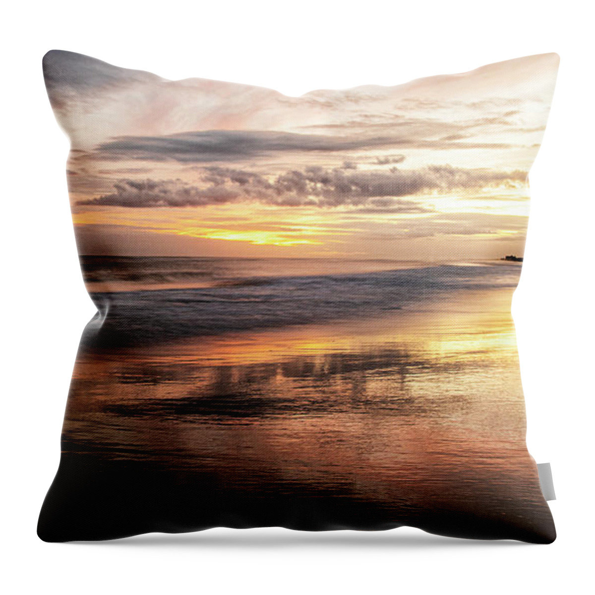 Sunset Throw Pillow featuring the photograph Autumn Sunset at Atlantic Beach by Bob Decker