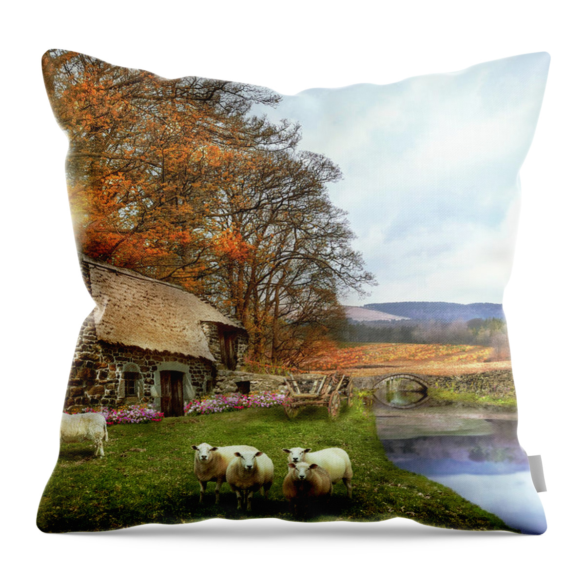 Autumn Throw Pillow featuring the photograph Autumn - Tranquility of Autumn by Mike Savad