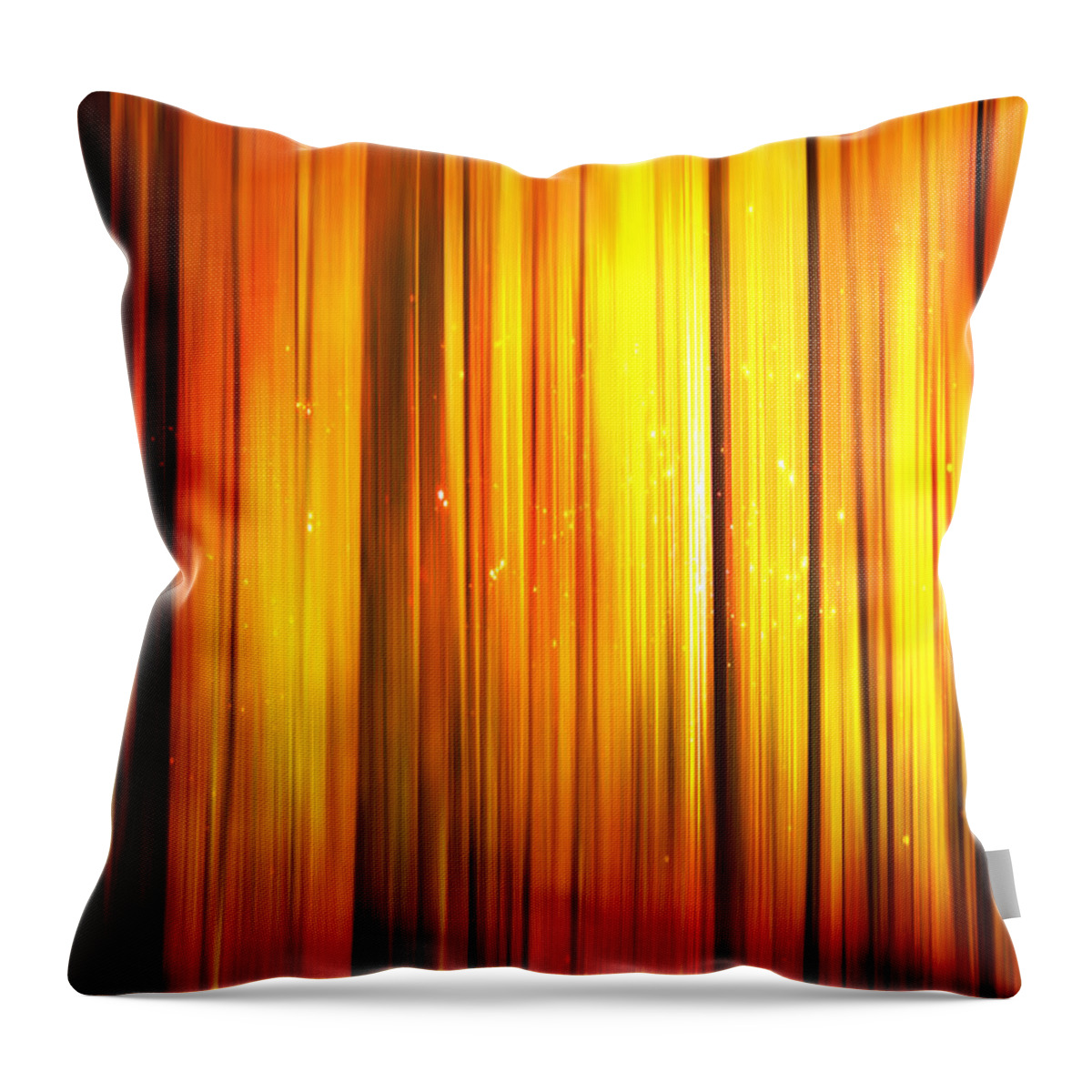 Autumn Throw Pillow featuring the painting Autumn Woods at Sunset by Neece Campione
