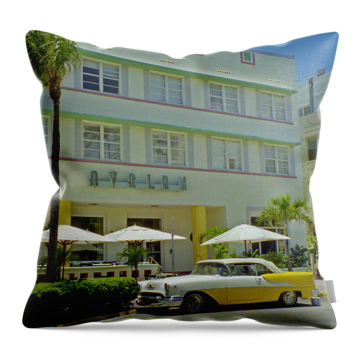Avalon Throw Pillow featuring the photograph Avalon-Miami Beach 1990s by Matthew Bamberg