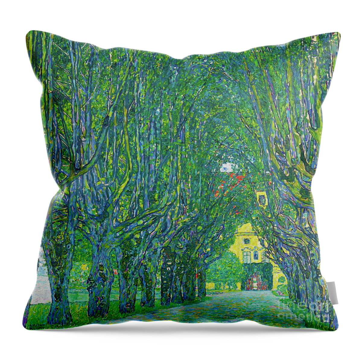 Avenue In The Park In Front Of Schloss Kammer Throw Pillow featuring the painting Avenue in the park in front of Schloss Kammer by Gustav Klimt