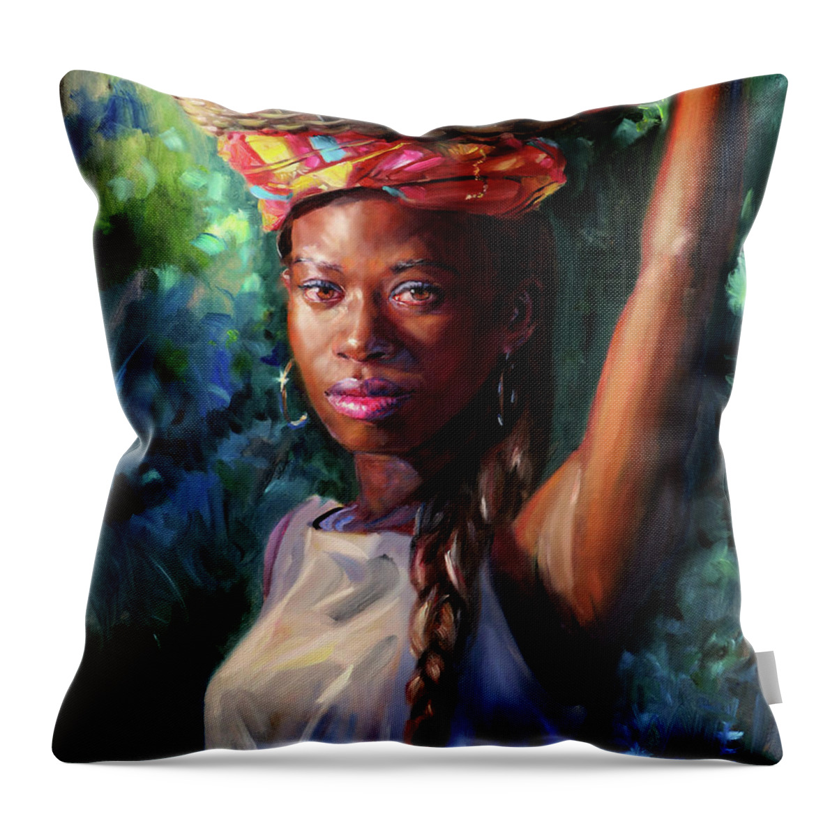 Caribbean Throw Pillow featuring the painting Avon with Basket by Jonathan Gladding