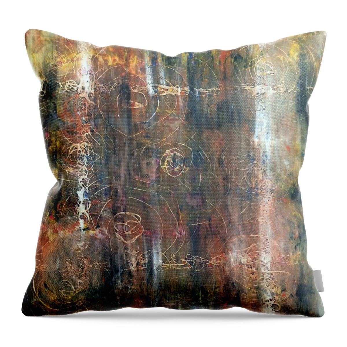 Abstract Throw Pillow featuring the painting Awareness by Michael Lightsey