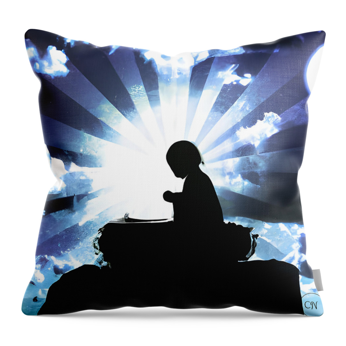 Ai Throw Pillow featuring the digital art Away In A Manger by Cindy's Creative Corner