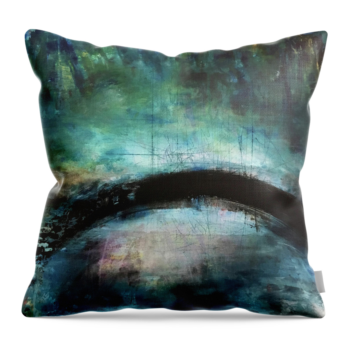 Abstract Art Throw Pillow featuring the painting Awe Surrenders by Rodney Frederickson