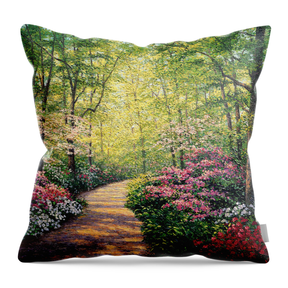 Schaefer Miles Throw Pillow featuring the painting Azalea Path by Kevin Wendy Schaefer Miles