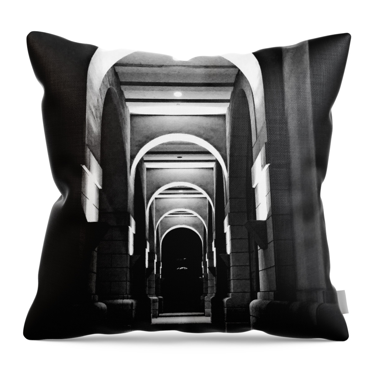 B/w Throw Pillow featuring the photograph b/w Archway by Andrew Lawrence