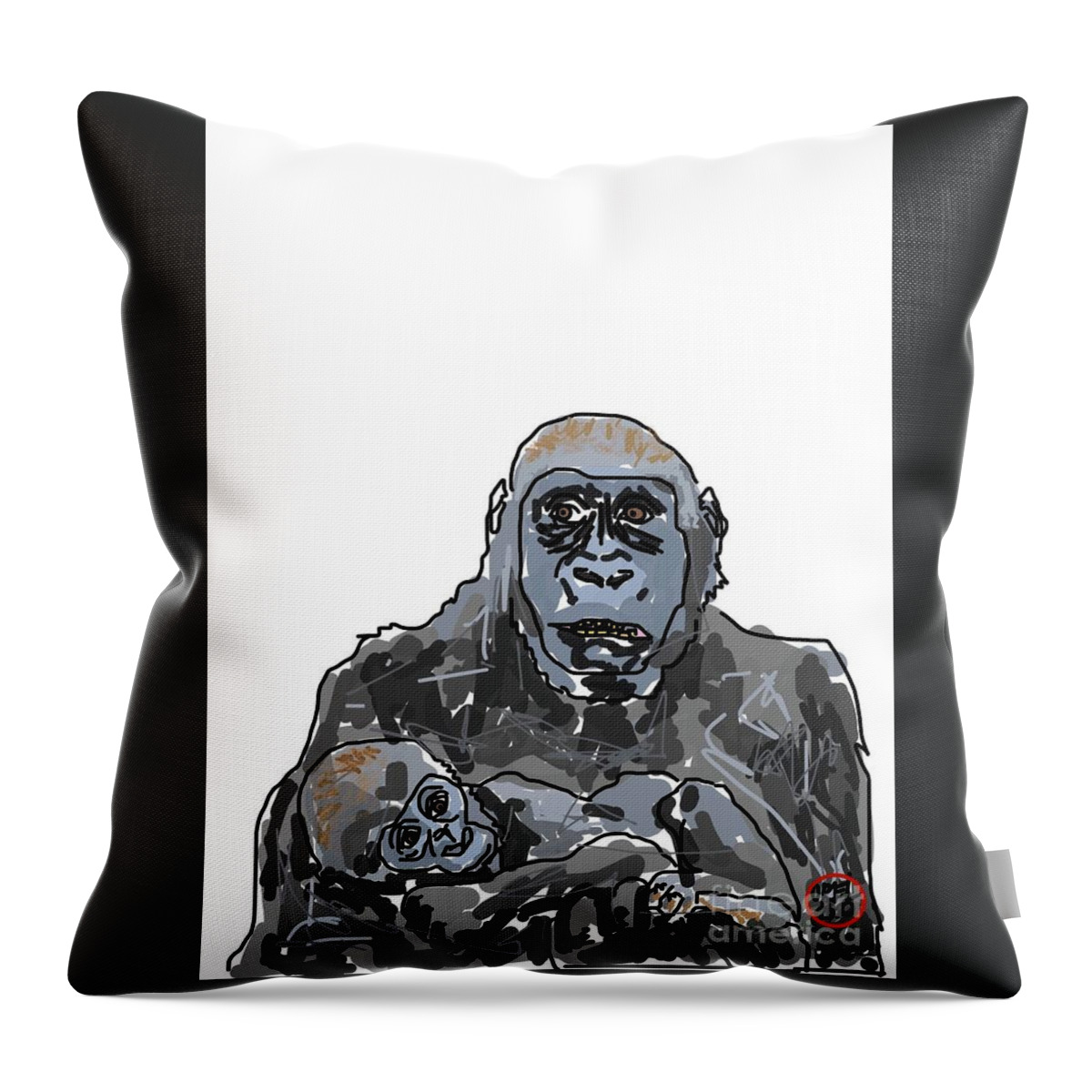  Throw Pillow featuring the painting Baby Gorrilla by Oriel Ceballos