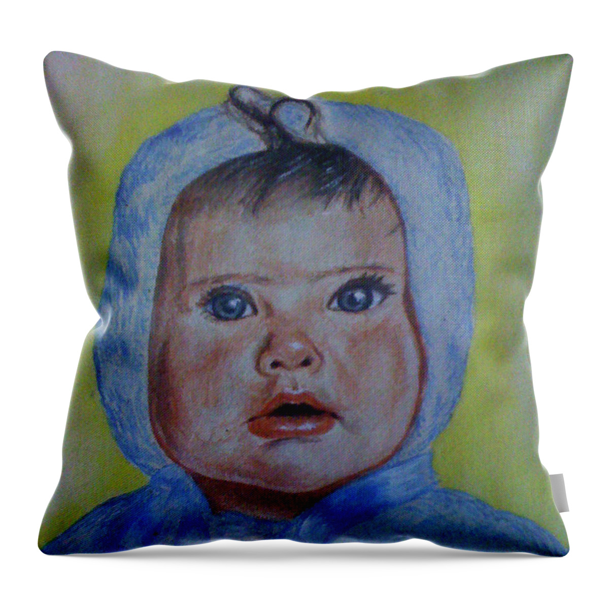 Baby Throw Pillow featuring the painting Baby Portrait by Remy Francis