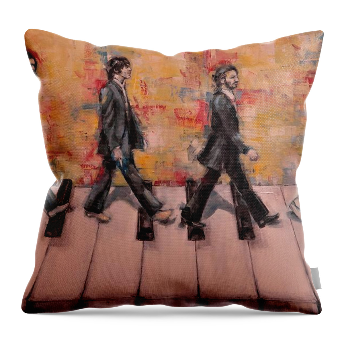 Beatles Throw Pillow featuring the painting The Keys On Abbey Road by Dan Campbell