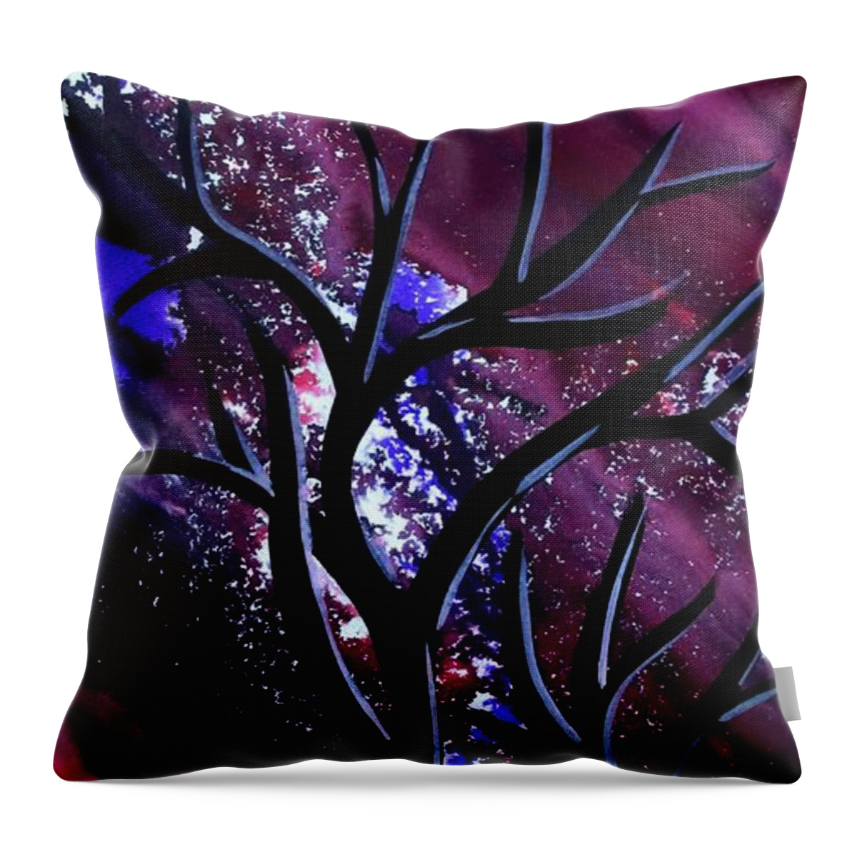 Dooars Throw Pillow featuring the painting Background of Dooars-2 by Tamal Sen Sharma
