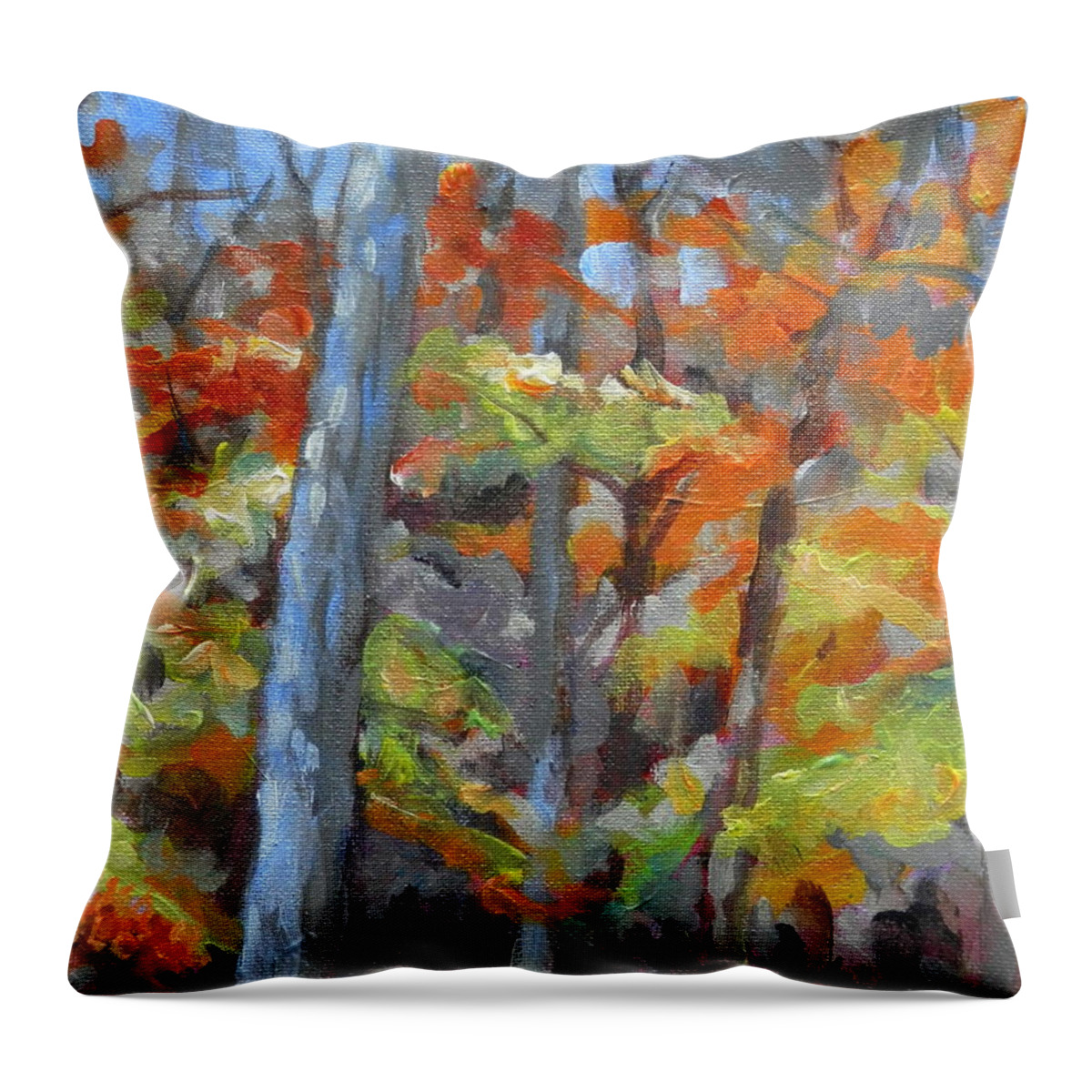 Fall Foliage Throw Pillow featuring the painting Backyard Fall 2 by Martha Tisdale