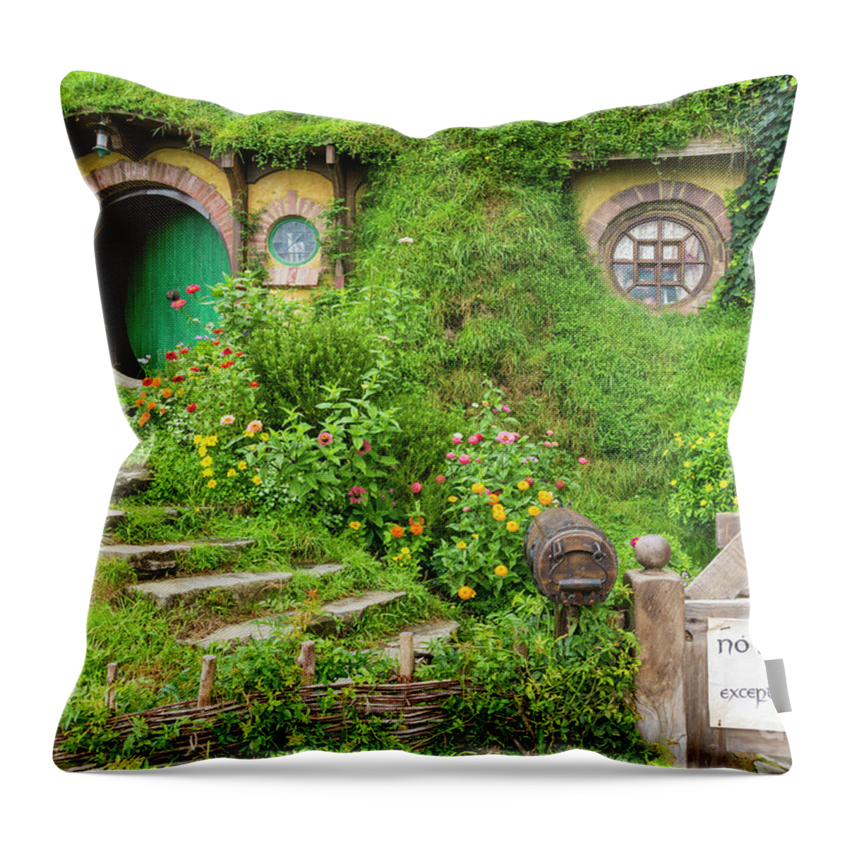 Hobbiton Throw Pillow featuring the photograph Bag End, Hobbiton, New Zealand by Neale And Judith Clark