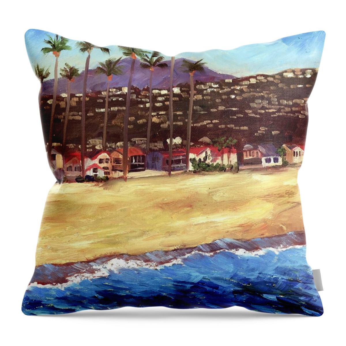 Seascape Throw Pillow featuring the painting Balboa Peninsula by Alice Leggett