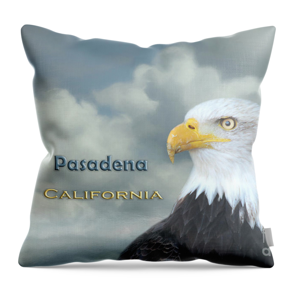 Pasadena Throw Pillow featuring the mixed media Bald Eagle Pasadena CA by Elisabeth Lucas