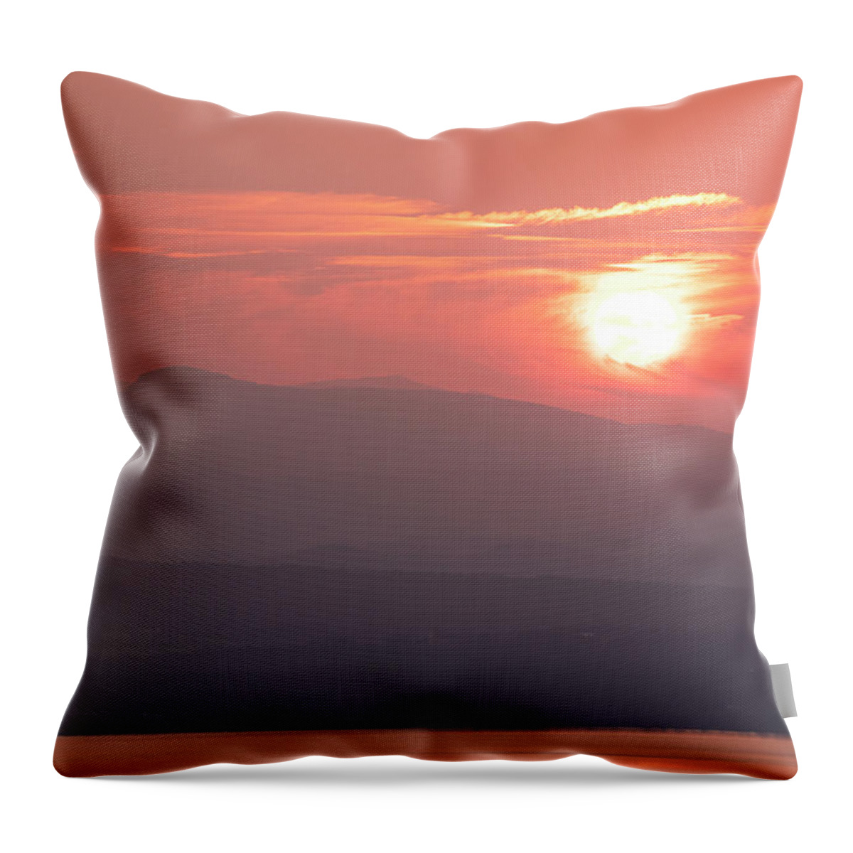 Phlio Throw Pillow featuring the photograph Ball of Fire over the Adirondacks from Mount Philo Charlotte Vermont by Toby McGuire